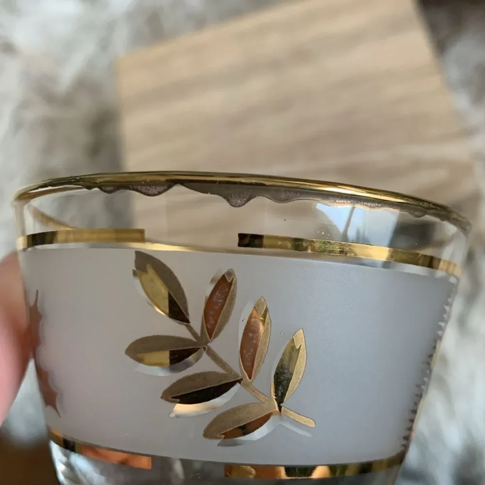 Vintage Golden Foliage‎ Libby 8982 4oz Cocktail Glasses Set Of 6 Made In USA